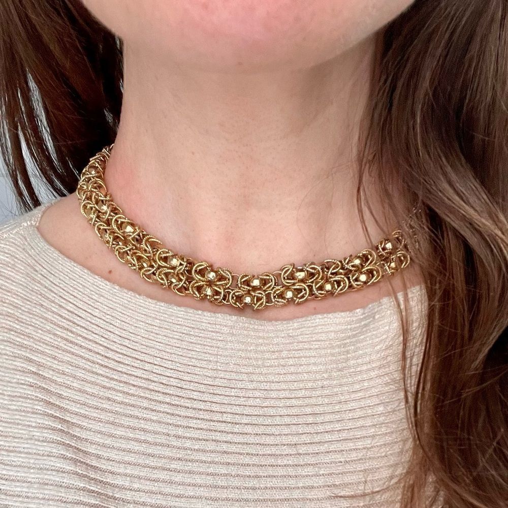 Vintage Gold Chain Necklace Choker - Picture 2 of 7